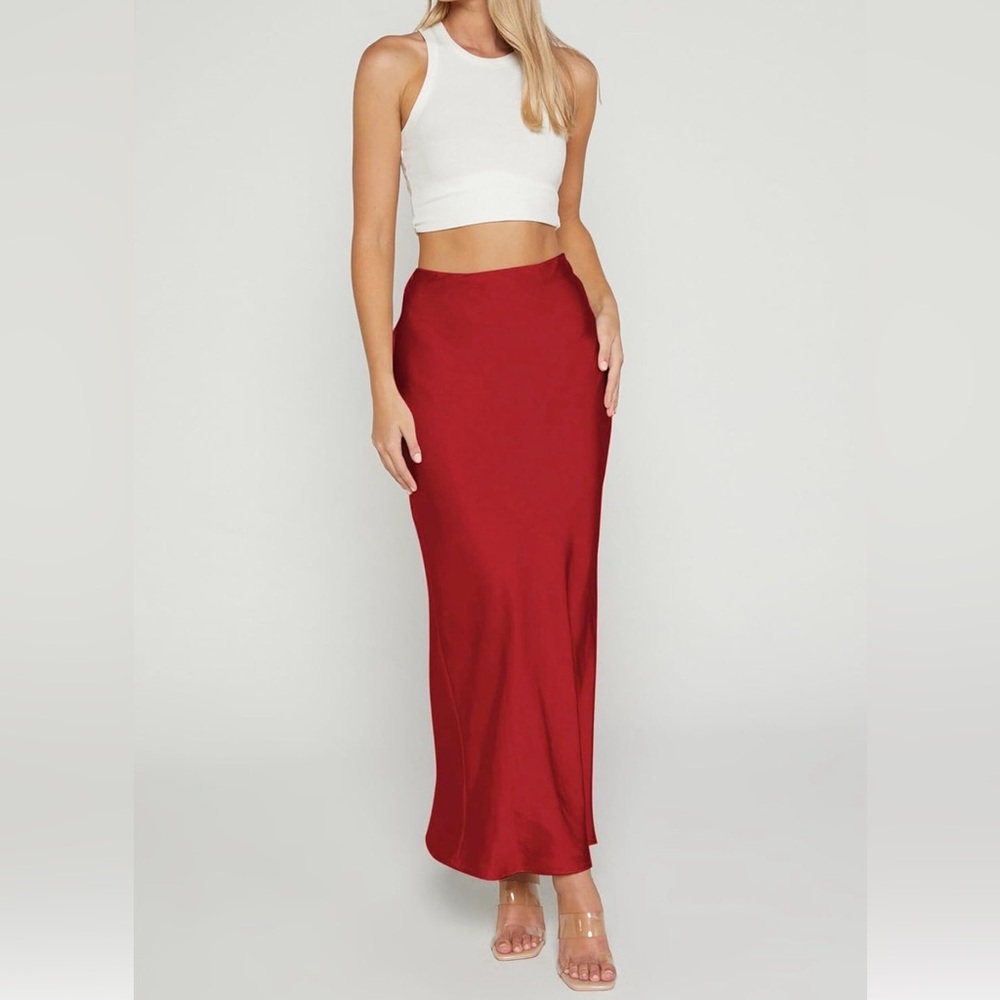 Red Maxi Slip Skirt